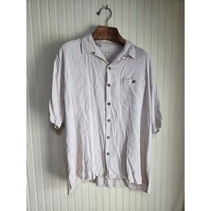 ENRO Shirt Mens XL Silk Textured‎ Button Up Short Sleeve Pocket Casual Summer